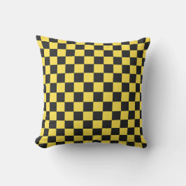 Yellow and black checkerboard pattern kissen