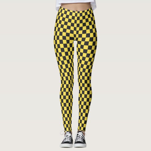 Yellow and black checkerboard pattern leggings (Vorderseite)