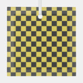 Yellow and black checkerboard pattern ornament aus glas (Vorderseite)