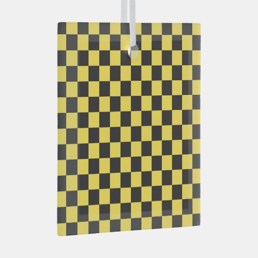 Yellow and black checkerboard pattern ornament aus glas (Vorderseite Rechts)