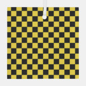 Yellow and black checkerboard pattern ornament aus glas (Rückseite)