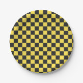 Yellow and black checkerboard pattern pappteller (Vorderseite)