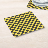 Yellow and black checkerboard pattern rechteckiger pappuntersetzer (angewinkelt)