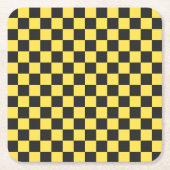 Yellow and black checkerboard pattern rechteckiger pappuntersetzer (Vorderseite)