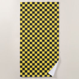 Yellow and black checkerboard pattern strandtuch