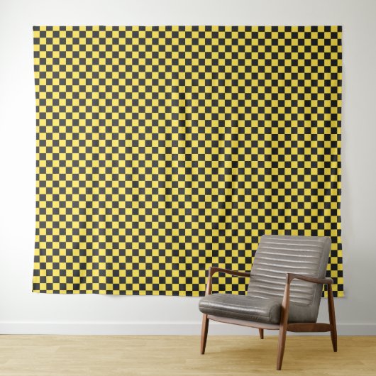 Yellow and black checkerboard pattern wandteppich (Beispiel (Horizontal))