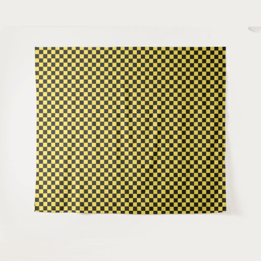 Yellow and black checkerboard pattern wandteppich (Vorderseite (Horizontal))