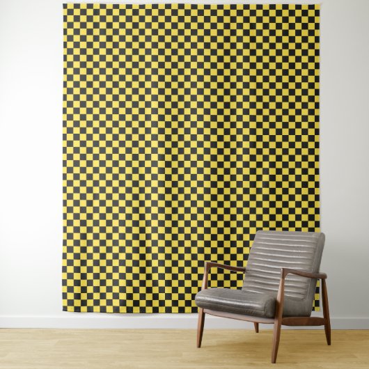 Yellow and black checkerboard pattern wandteppich (Beispiel)