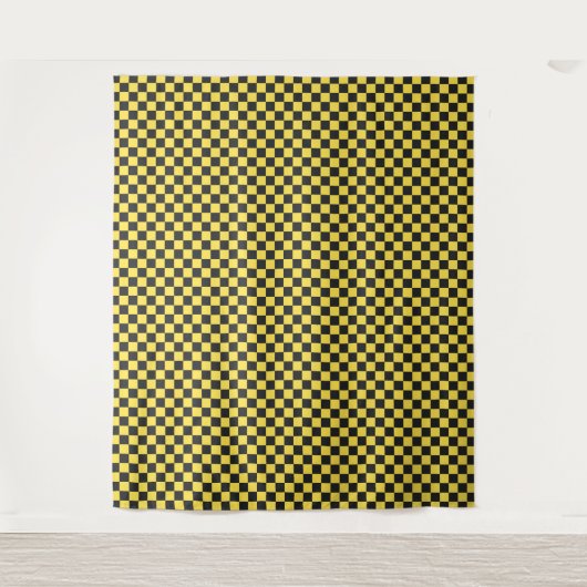 Yellow and black checkerboard pattern wandteppich (Vorderseite)