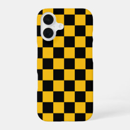 Yellow and Black Checkered Print iPhone 16 Hülle