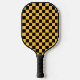 Yellow and Black Checkered Print Pickleball Schläger