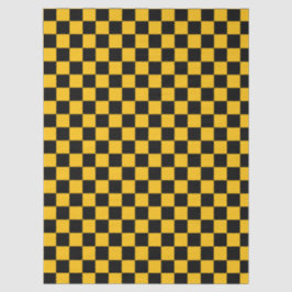 Yellow and Black Checkered Print Seidenpapier
