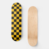 Yellow and Black Checkered Print Skateboard (Vorderseite)