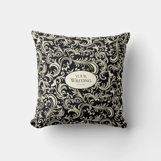 Yellow and Black Damask Personalized Kissen (Vorderseite)