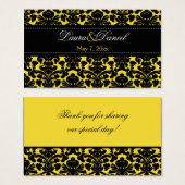 Yellow and Black Damask Wedding Favor Tag (Vorne & Hinten)