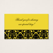 Yellow and Black Damask Wedding Favor Tag (Rückseite)