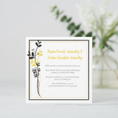 Yellow and Black Floral Reception Only | Einladung (Stehend Vorderseite)