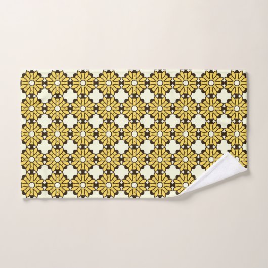 Yellow and black geometric pattern badhandtuch set (Handtuch)