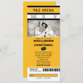 Yellow and Black Hockey Sport Ticket Hochzeit Einladung (Vorne/Hinten)
