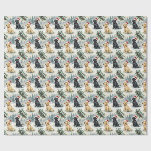 Yellow and Black Labrador Christmas Wrapping Paper Geschenkpapier (Flach)