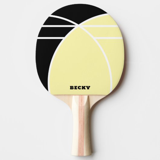 Yellow and Black Personalized Ping Pong Paddle Tischtennis Schläger (Vorderseite)