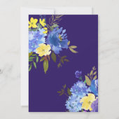 Yellow and Blue Bouquet Hochzeitsessen Probe Einladung (Rückseite)