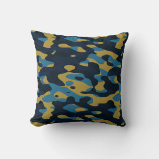 yellow and blue camo abstract kissen