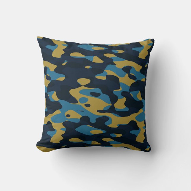 yellow and blue camo abstract kissen (Vorderseite)