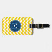 Yellow and Blue Chevron Pattern with Monogram Gepäckanhänger (Vorderseite horizontal)