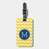 Yellow and Blue Chevron Pattern with Monogram Gepäckanhänger (Vorderseite vertikal)