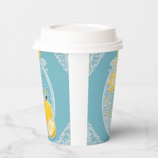 Yellow and blue fruit patterns AI art  Pappbecher (Links)