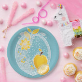 Yellow and blue fruit patterns AI art  Pappteller (Party)