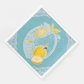 Yellow and blue fruit patterns AI art Serviette (Ecke)