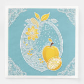 Yellow and blue fruit patterns AI art Serviette (Vorderseite)