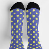 Yellow and Blue Funky Star Art Crazy Socks Socken (Oben)