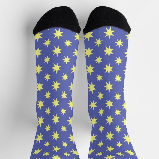 Yellow and Blue Funky Star Art Crazy Socks Socken (Oben)