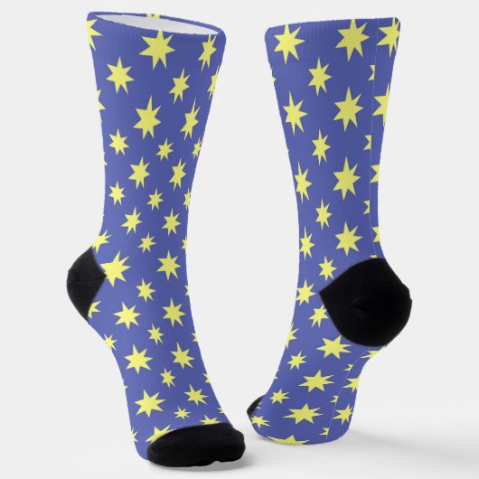 Yellow and Blue Funky Star Art Crazy Socks Socken (Gewinkelt)