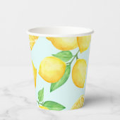 Yellow and Blue Lemon Baby Dusche Pappbecher (Rückseite)