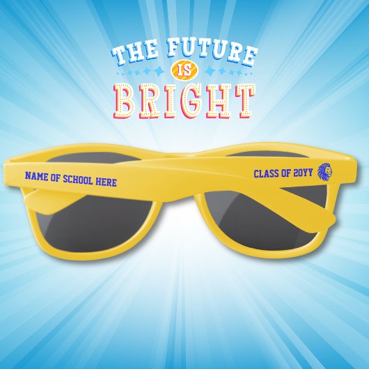 Yellow and Blue Lion Mascot Graduate