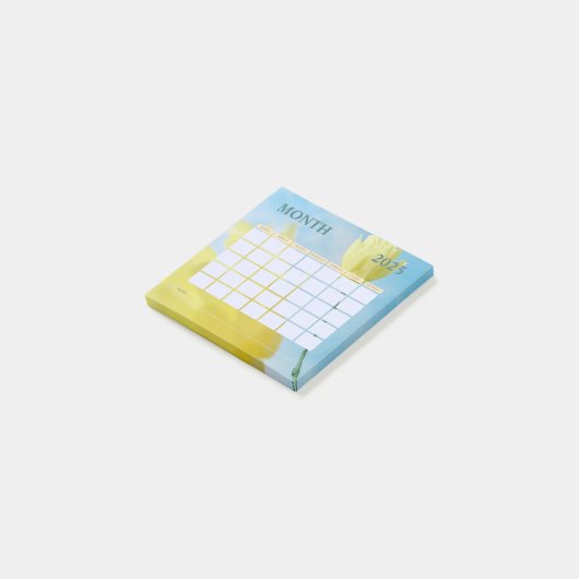 Yellow and Blue Monthly Planer Calendar 2025 Post-it Klebezettel (angewinkelt)