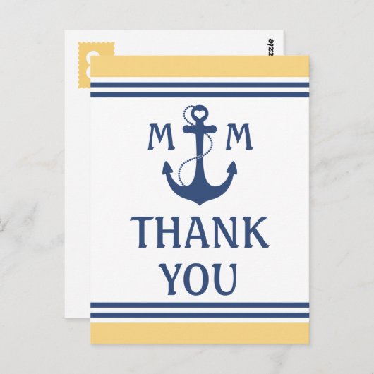 Yellow and Blue Nautic Vielen Dank Postkarte (Vorne/Hinten)
