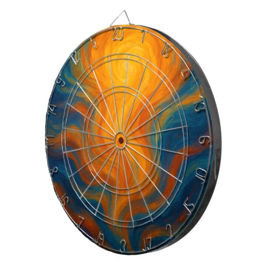 yellow and blue swirl sun energy abstract dartscheibe (Vorderseite rechts)