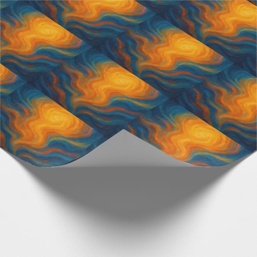 yellow and blue swirl sun energy abstract geschenkpapier (Ecke)