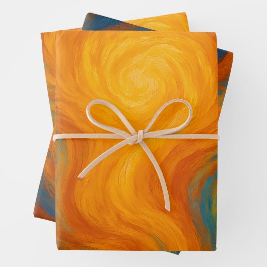 yellow and blue swirl sun energy abstract geschenkpapier set (Beispiel)