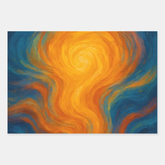 yellow and blue swirl sun energy abstract geschenkpapier set (Vorderseite)