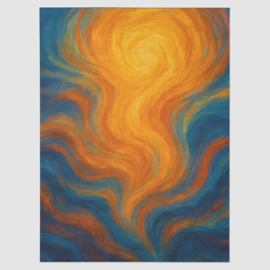 yellow and blue swirl sun energy abstract seidenpapier (Vorderseite)