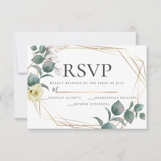 Yellow and Blush Peony Magnolia Wedding RSVP Einladung (Vorderseite)