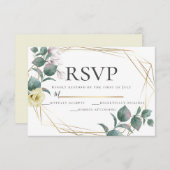 Yellow and Blush Peony Magnolia Wedding RSVP Einladung (Vorne/Hinten)