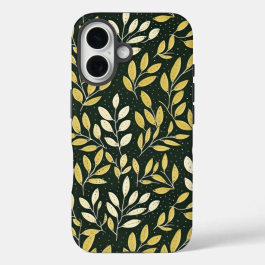 Yellow and Cream Leafy Branches Pattern  Case-Mate iPhone Hülle (Rückseite)