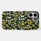 Yellow and Cream Leafy Branches Pattern  Case-Mate iPhone Hülle (Rückseite (Horizontal))